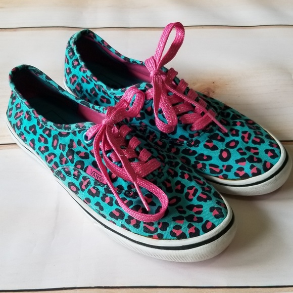 blue vans with pink laces